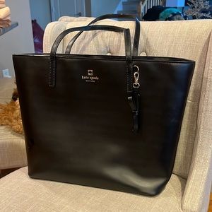 Black Kate Spade Leather Zip-Top Tote Bag